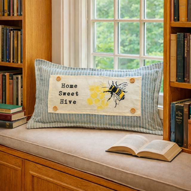 PANEL ONLY: RECTANGLE Boho Beehive Happy Mother's Day Summer, Spring; 1 BEE HOME SWEET HIVE