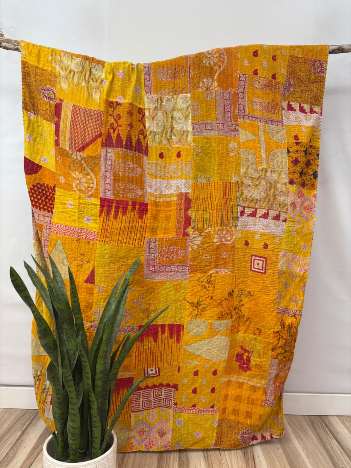 Patchwork Vintage Cotton Kantha Quilt - Twin