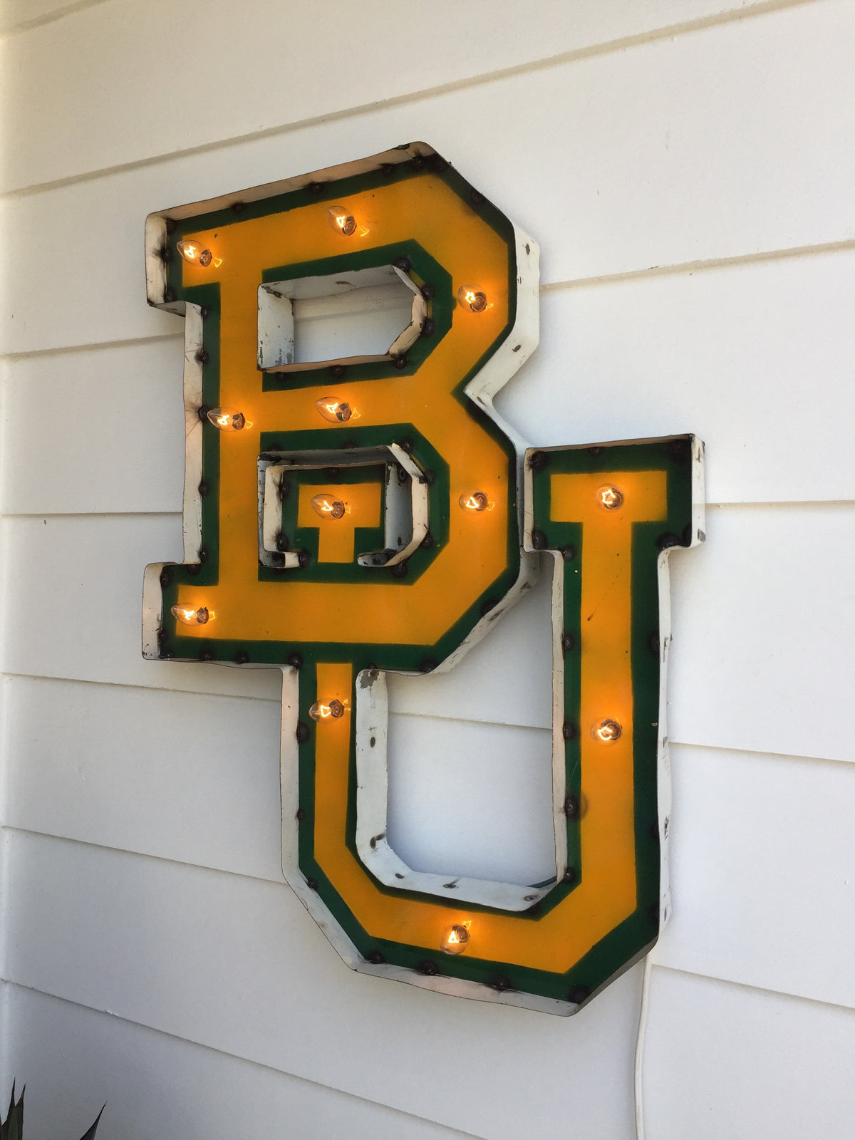 Baylor BU Lighted Recycled Metal Wall Decor
