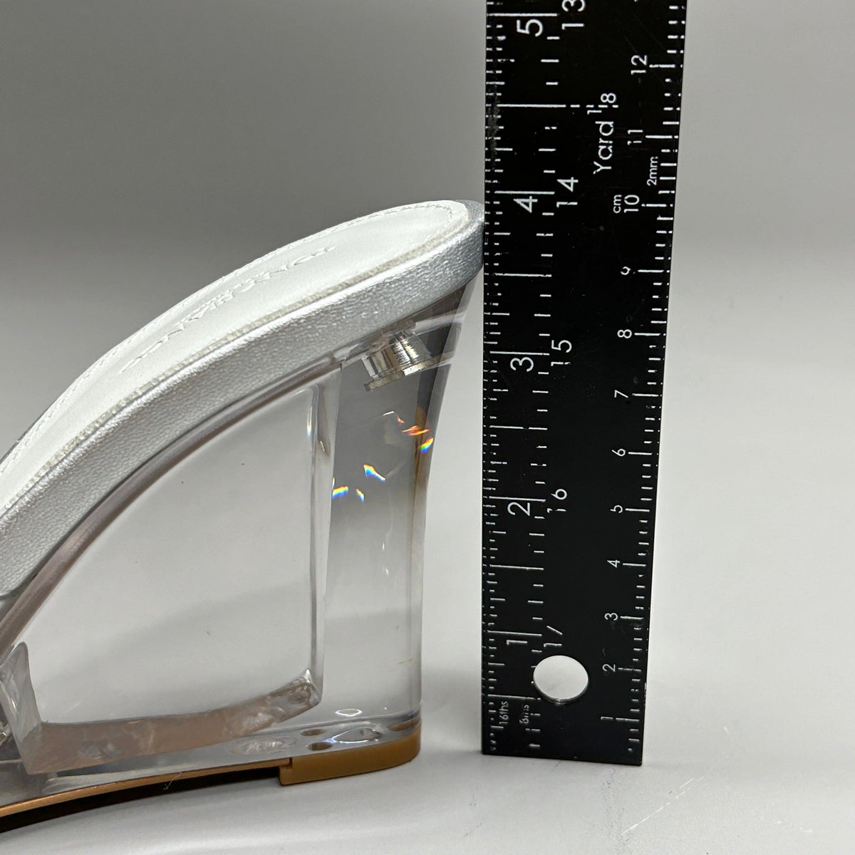 TONY BIANCO Alessi Clear Vinylite/Silver Wedges Women's Heels Sz 8.5 (New)