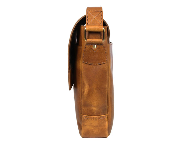 Spruce Leather Messenger Bag - Tawny Brown - Gifts for You 'n Me