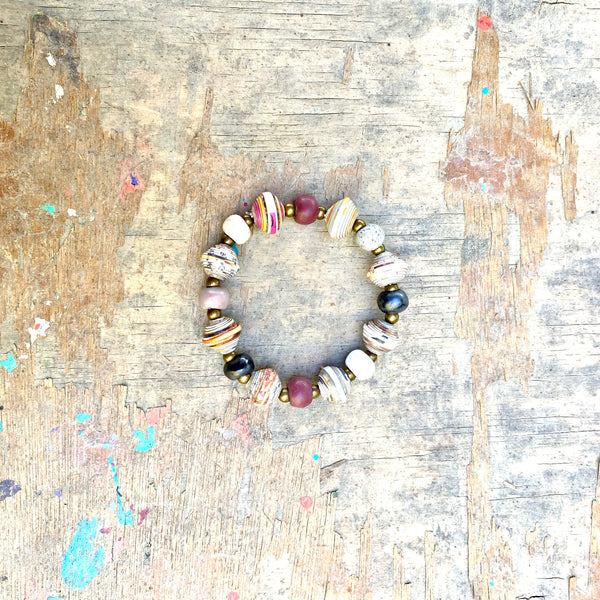 Haitian Signature Bracelet- Pastels with Cereal Box Beads