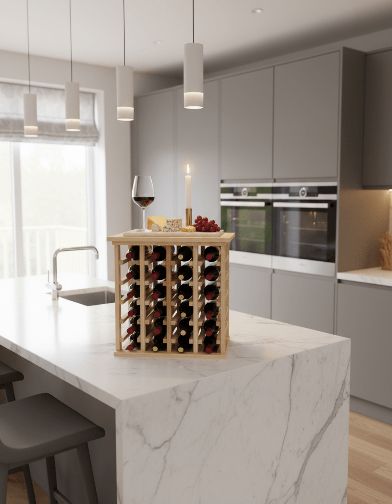 Solid Wood Handcrafted Wine Rack with Tabletop