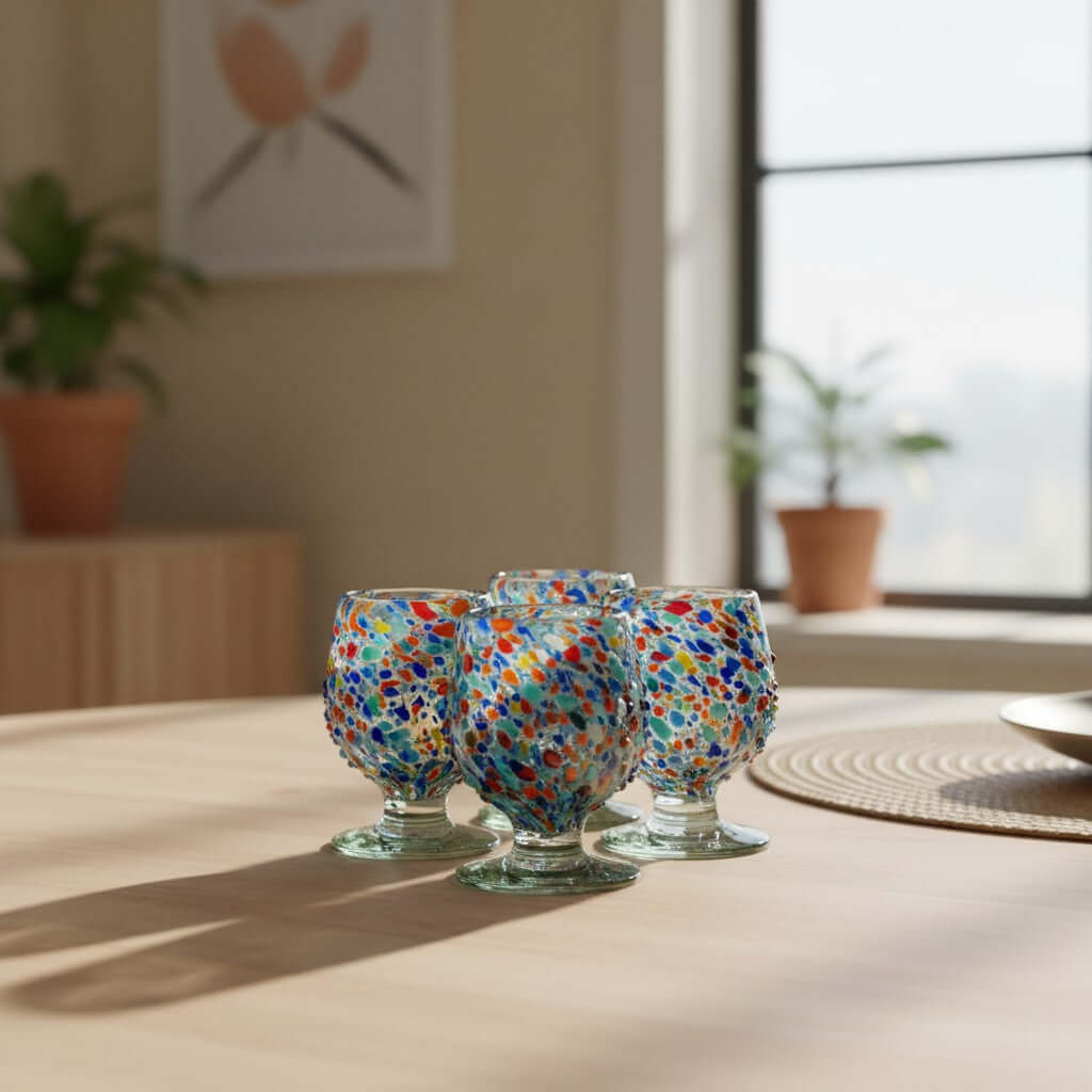 Confetti Rock Shot Glass | Handmade Mexican Cognac-Style Glass