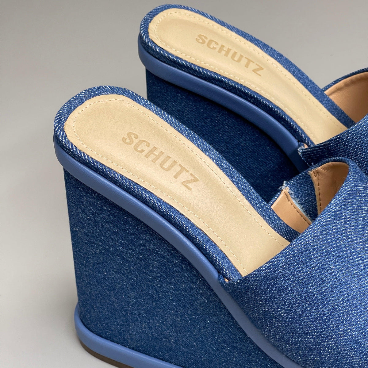 SCHUTZ Dalle Denim Women's Wedge Sandal Blue Platform Shoe Sz 9.5B (New)