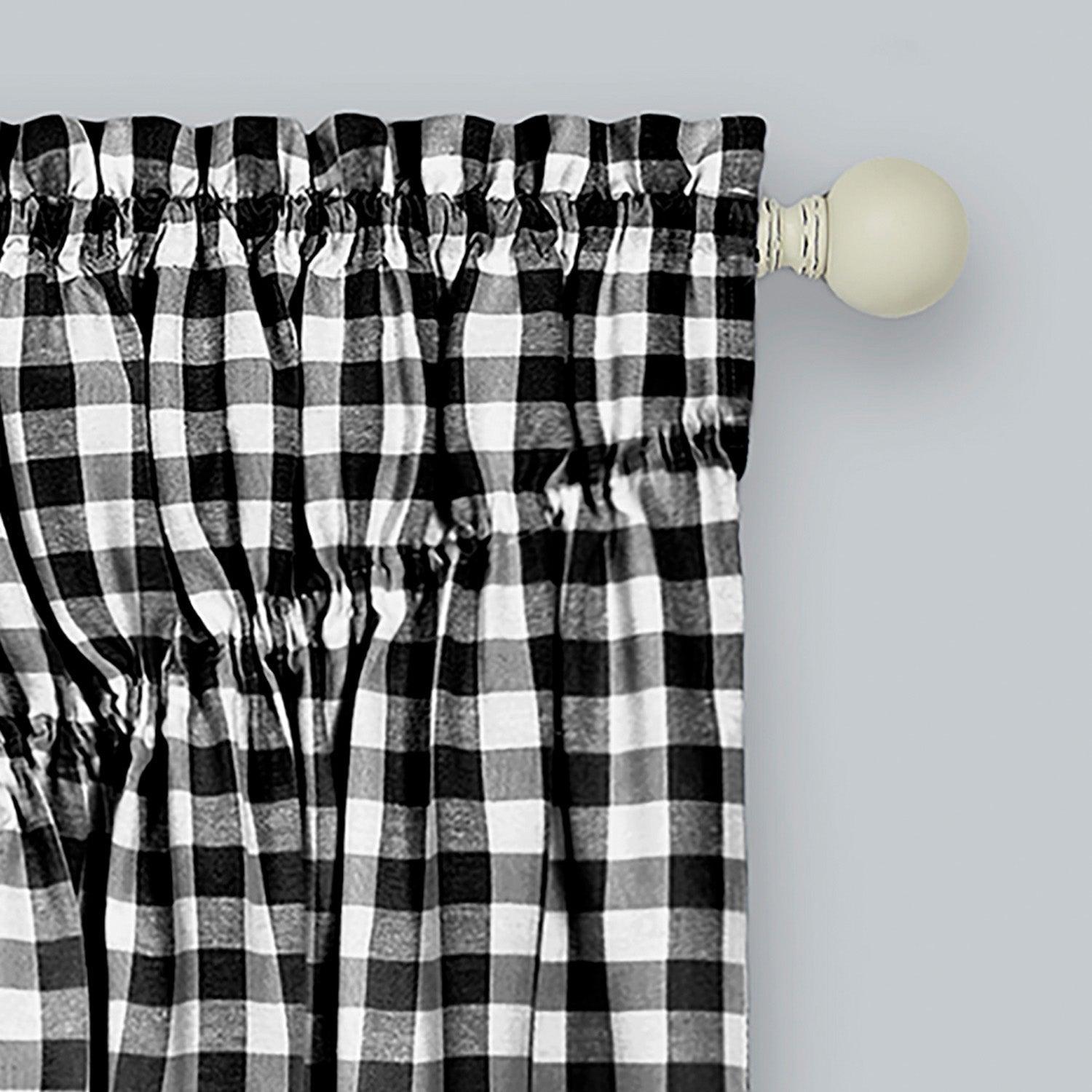 Buffalo Check Gathered Swag Window Curtain Pair, 72x63 Inches