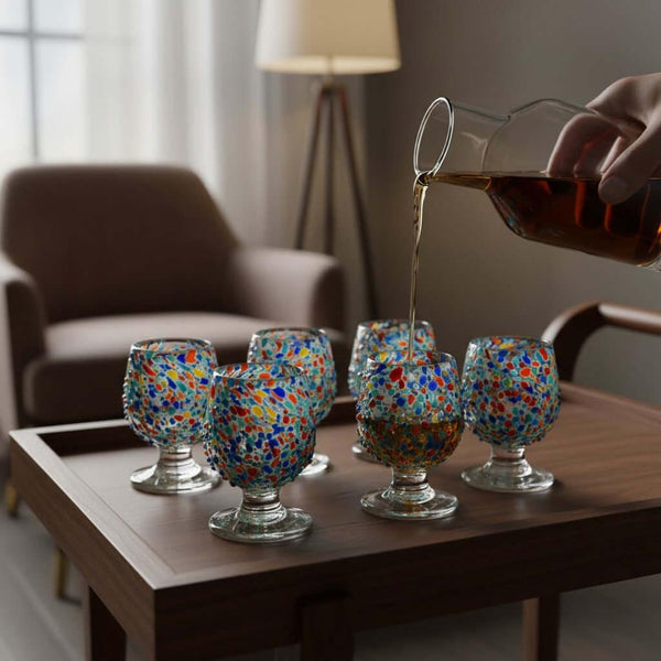 Confetti Rock Shot Glass | Handmade Mexican Cognac-Style Glass