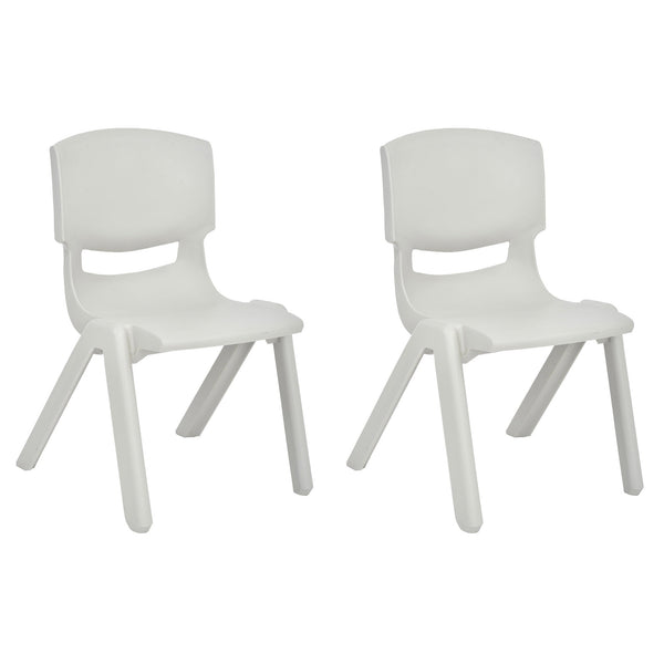 JOON Stackable Plastic Kids Learning Chairs, Light Gray, 20.5x12.75X11 Inches, 2-Pack (Pack of 2)