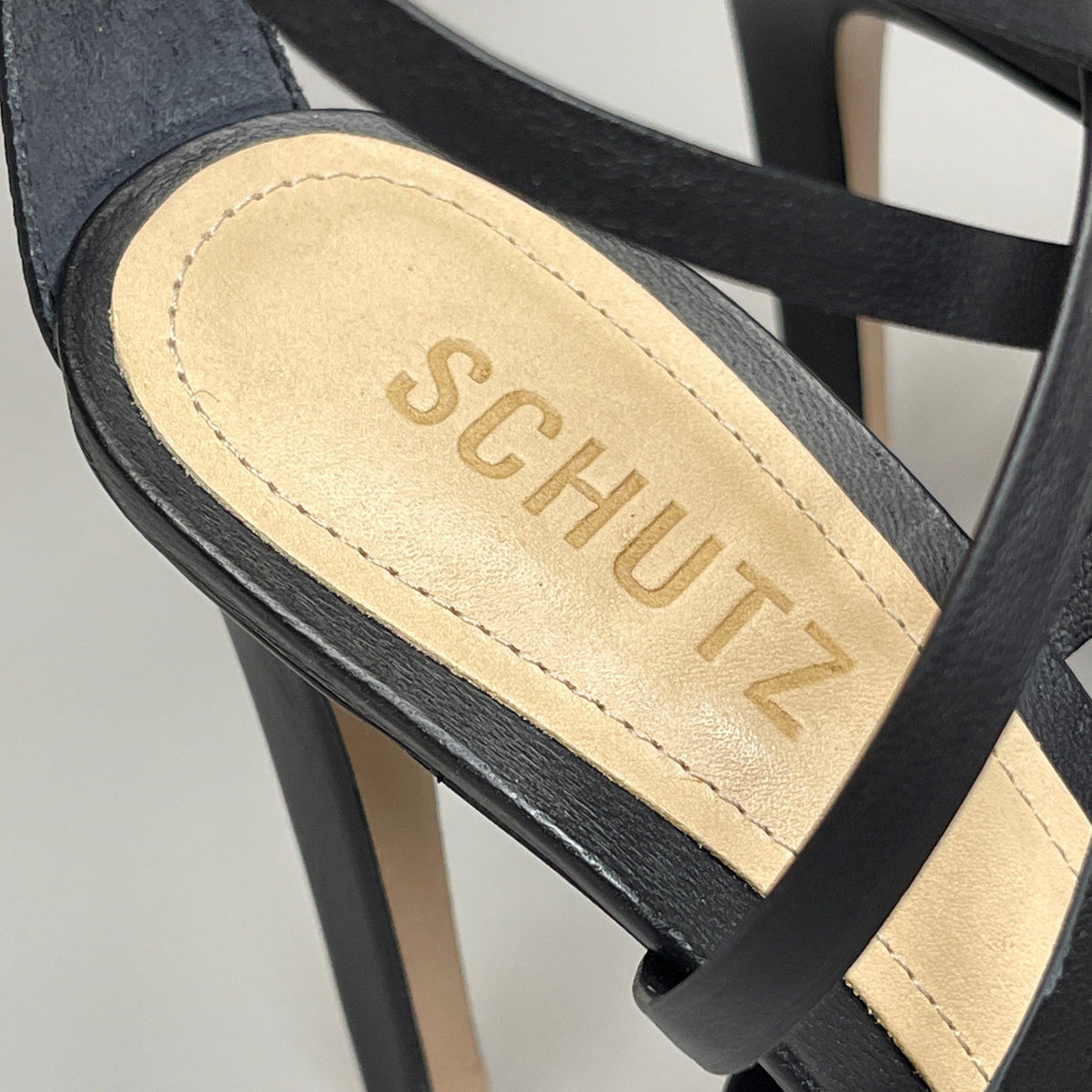 SCHUTZ Bryce Ankle Tie Women's Leather High Heel Strappy Sandal Black Sz 8B (New)