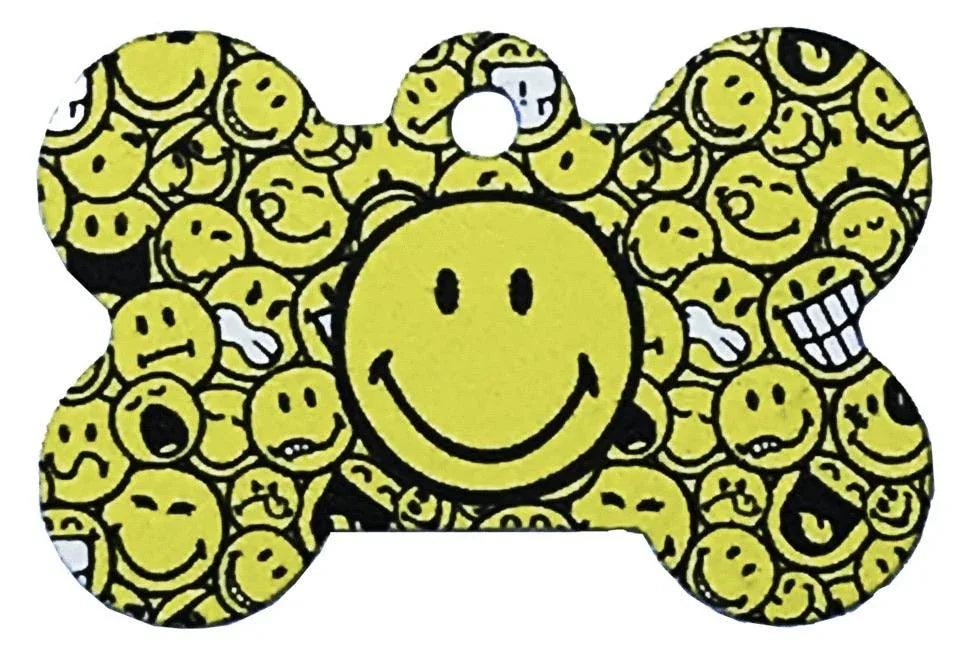 Emoji Smiley Face Pet ID Tag - Large Bone - Gifts for You 'n Me