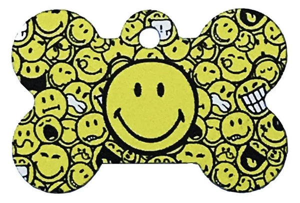 Emoji Smiley Face Pet ID Tag - Large Bone - Gifts for You 'n Me