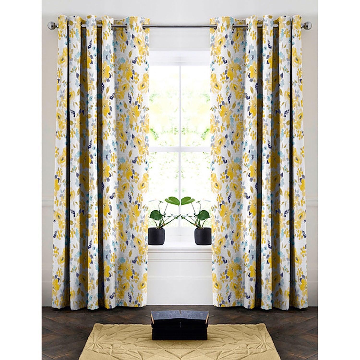 Oliver Printed Watercolor Floral Room Darkening Grommet Window Panel, 50x84 Inches