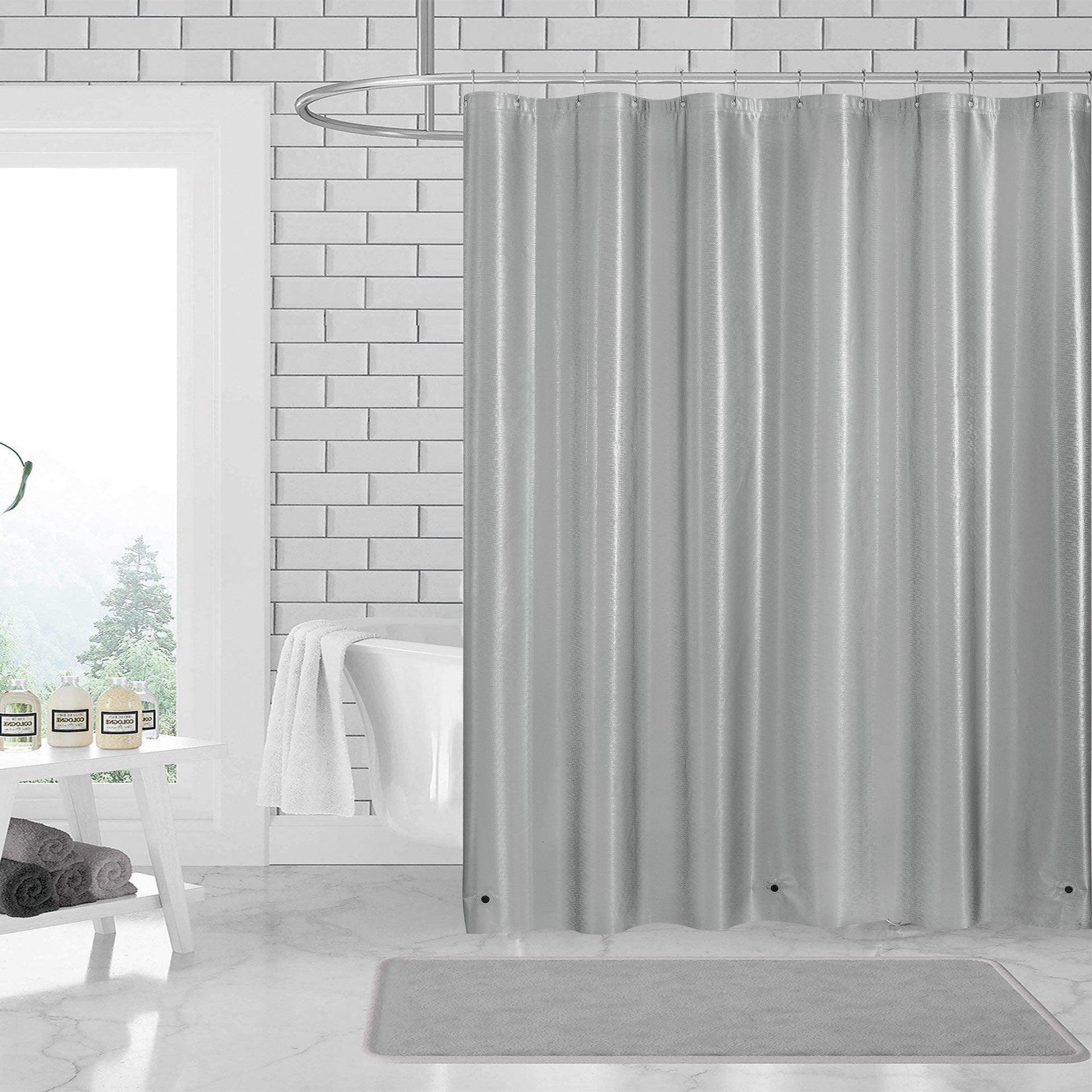 3D PEVA Polkadots Grommet Shower Liner With Magnetic Weighted Bottom, 70x72 Inches