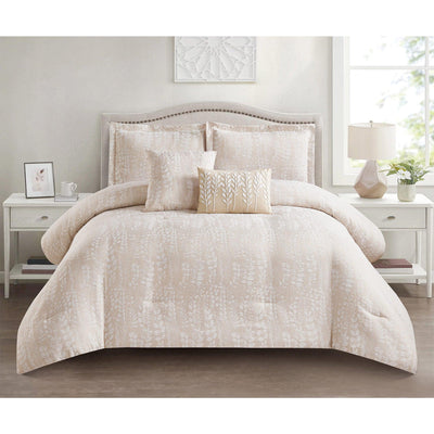 Ashfield 5 Piece Jacquard Leaf Design Comforter Set