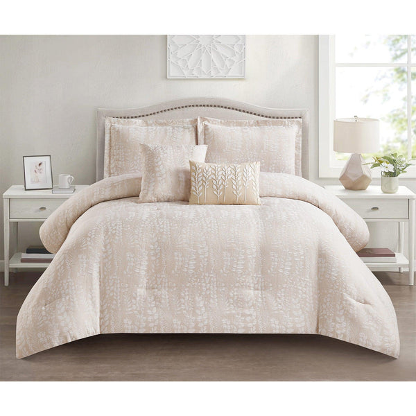 Ashfield 5 Piece Jacquard Leaf Design Comforter Set