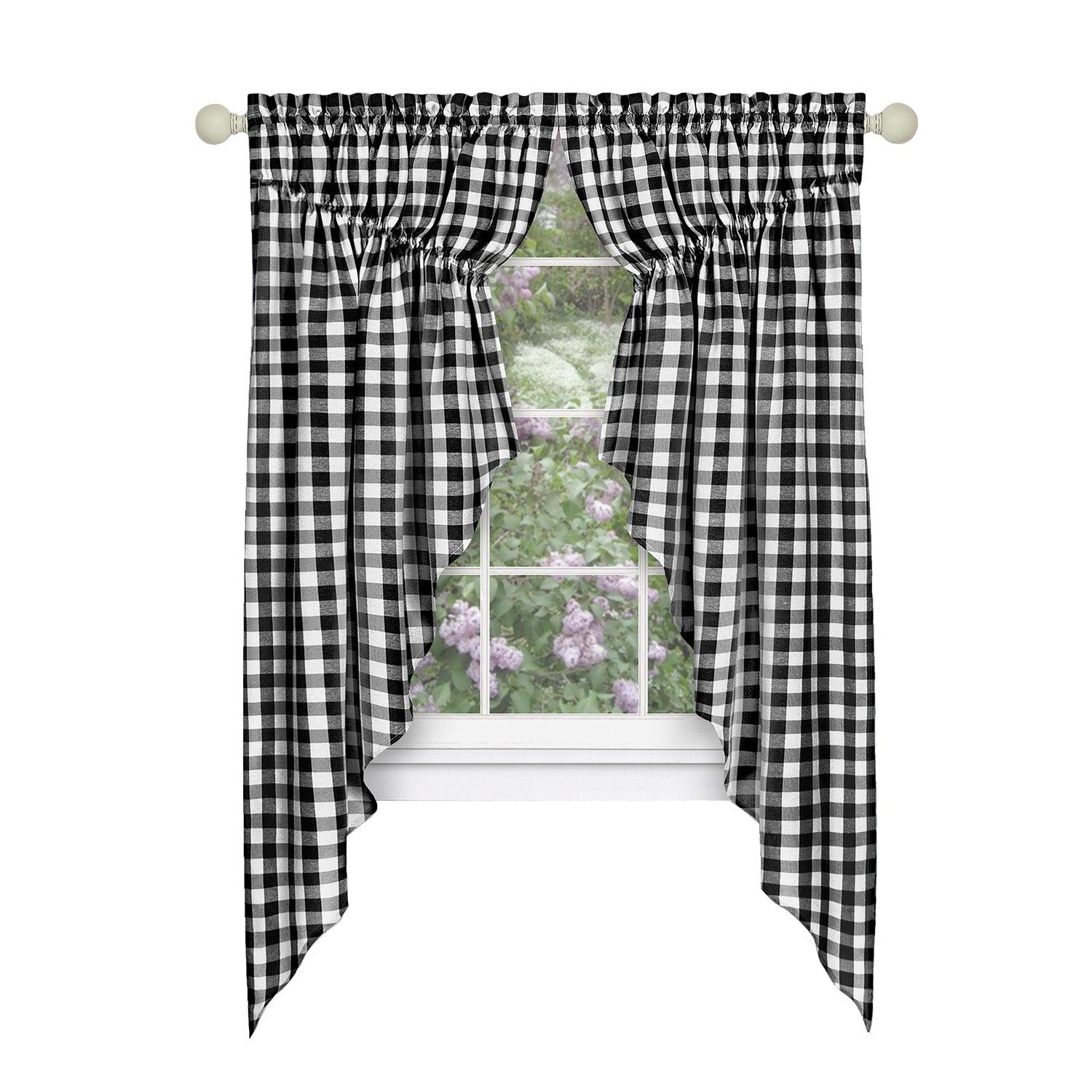Buffalo Check Gathered Swag Window Curtain Pair, 72x63 Inches