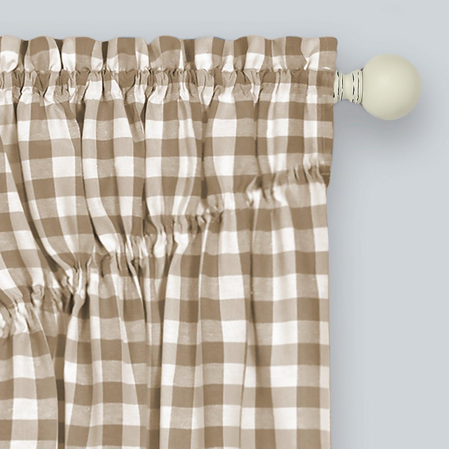 Buffalo Check Gathered Swag Window Curtain Pair, 72x63 Inches