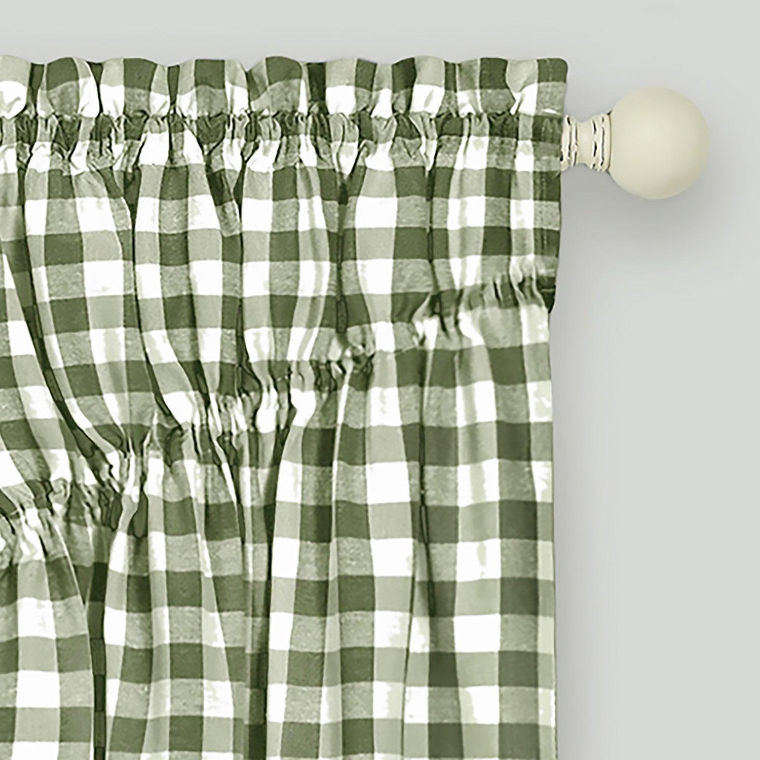Buffalo Check Gathered Swag Window Curtain Pair, 72x63 Inches