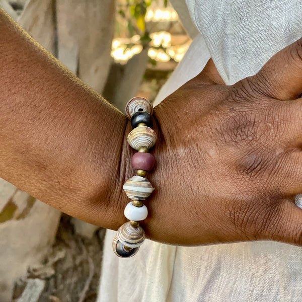 Haitian Signature Bracelet- Pastels with Cereal Box Beads