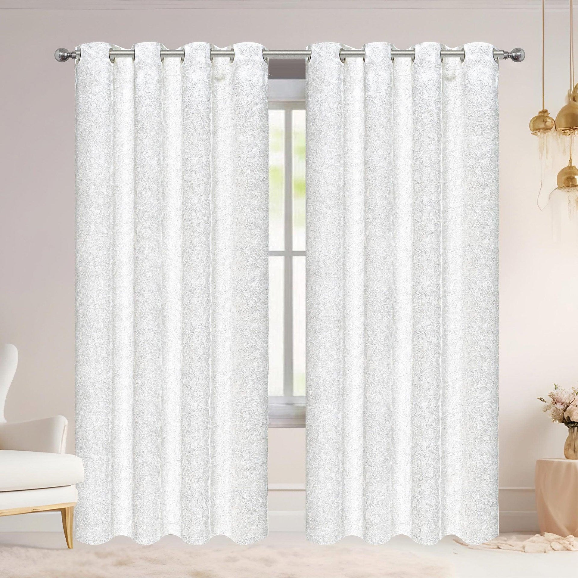 Adelia Ginkgo Biloba Leaf Room Darkening Grommet Window Curtain Panel, 54x84 Inches
