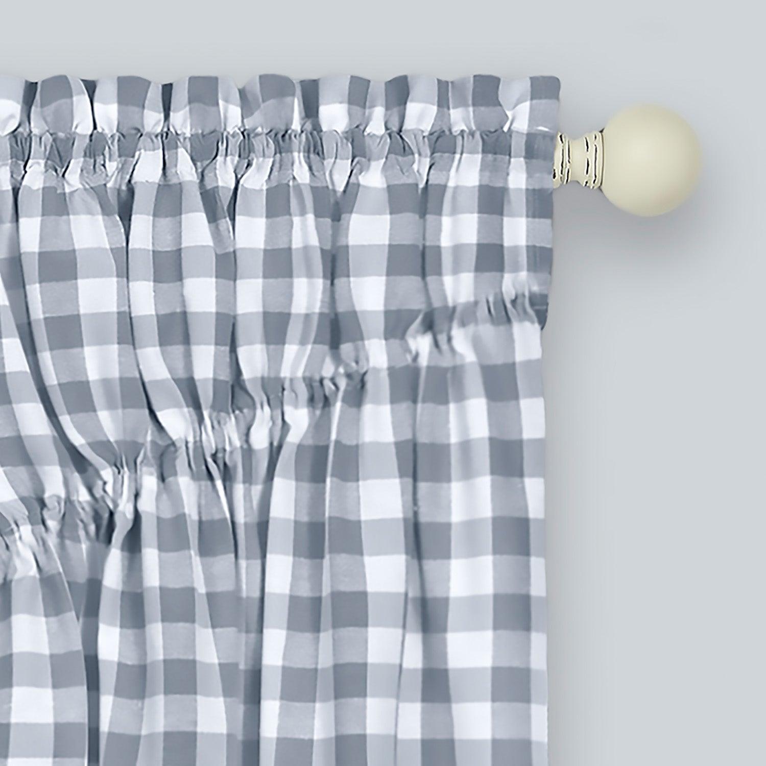 Buffalo Check Gathered Swag Window Curtain Pair, 72x63 Inches