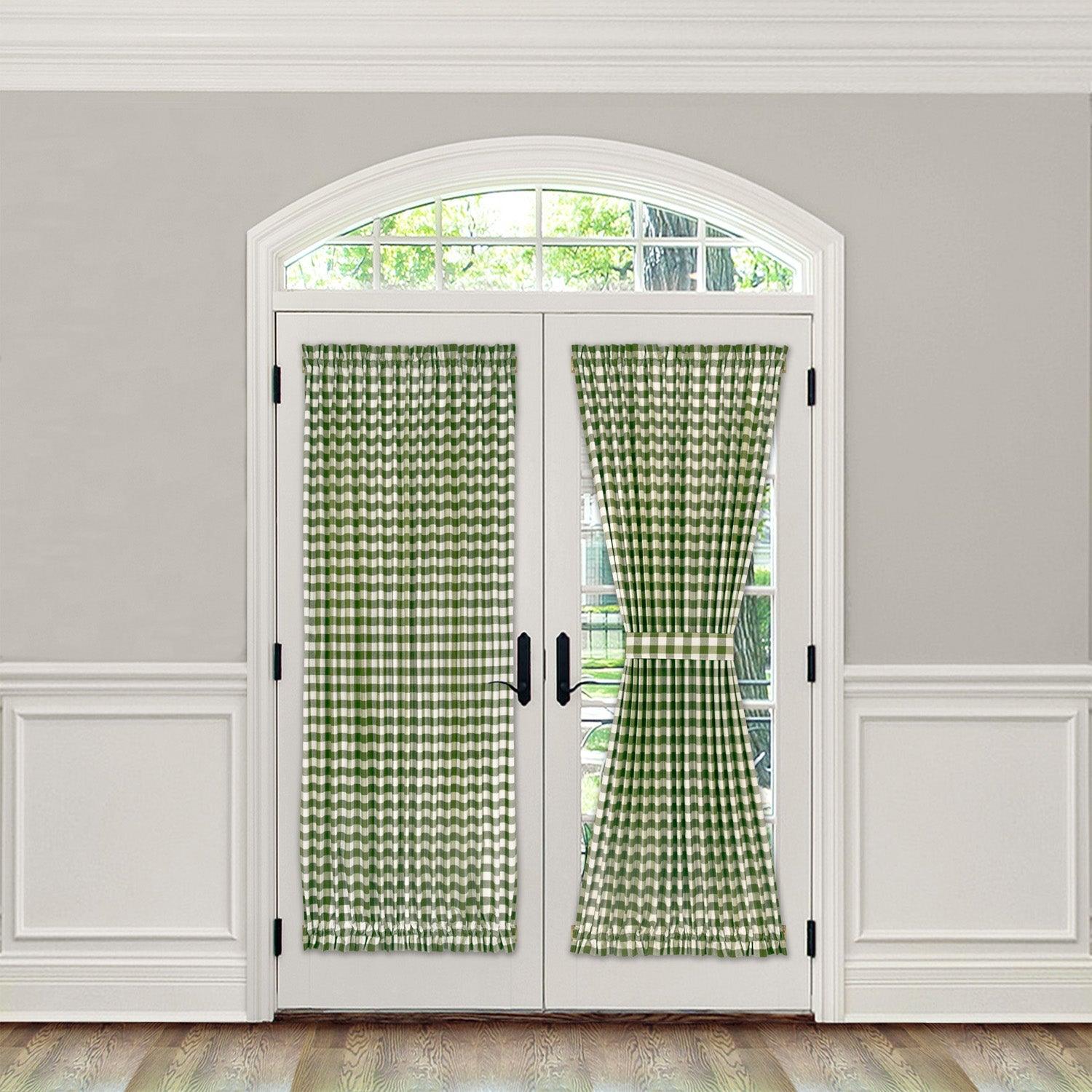 Buffalo Check Gingham French Door Panel With Tieback