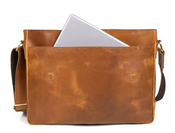 Spruce Leather Messenger Bag - Tawny Brown - Gifts for You 'n Me