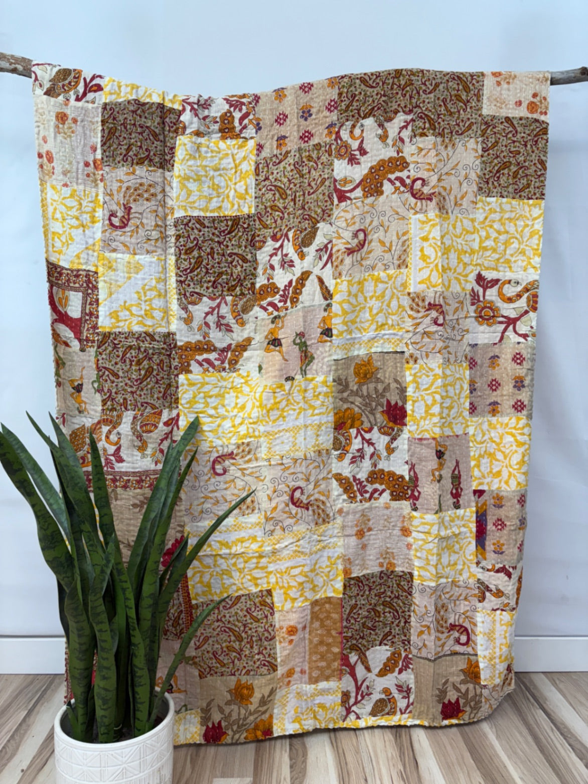 Patchwork Vintage Cotton Kantha Quilt - Twin