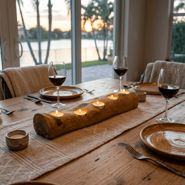 Olive Wood Candle Holder