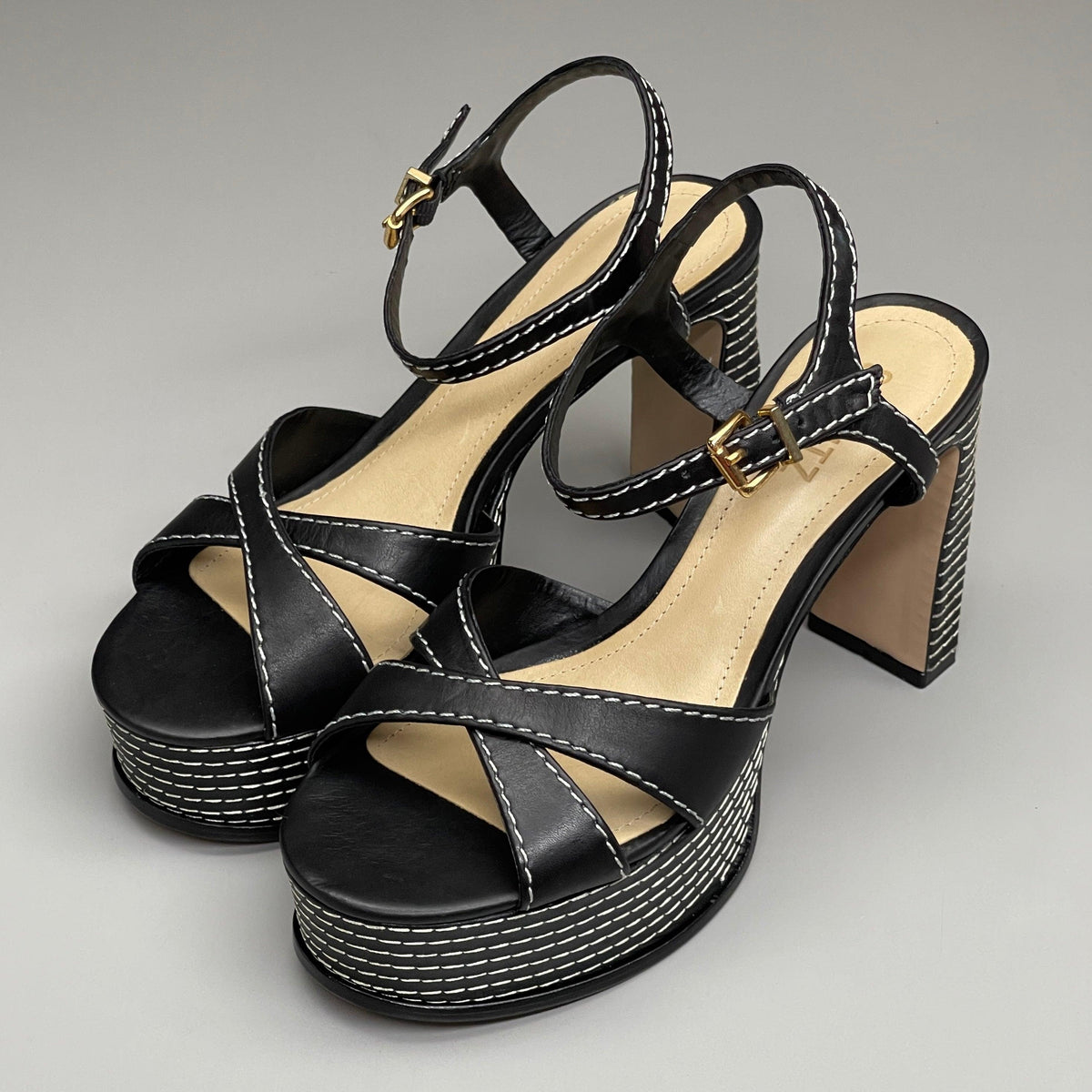 SCHUTZ Keefa Casual Women's Leather Sandal Black Platform 4