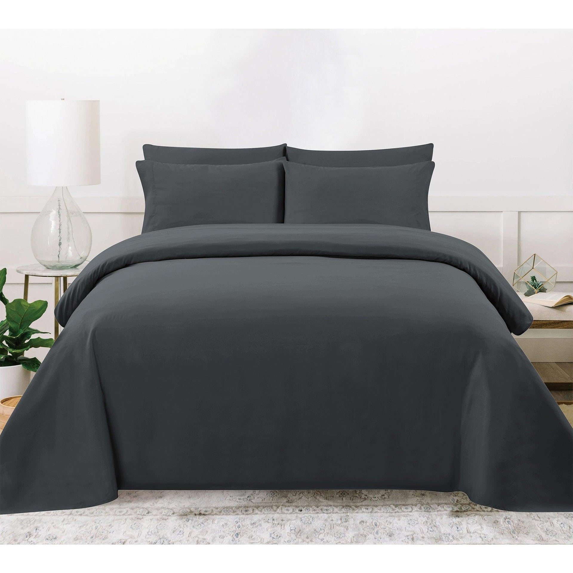 PREMIUS 4-6 Piece Solid Microfiber Wrinkle-Free Sheet Set