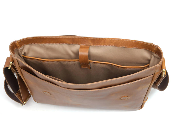 Spruce Leather Messenger Bag - Tawny Brown - Gifts for You 'n Me