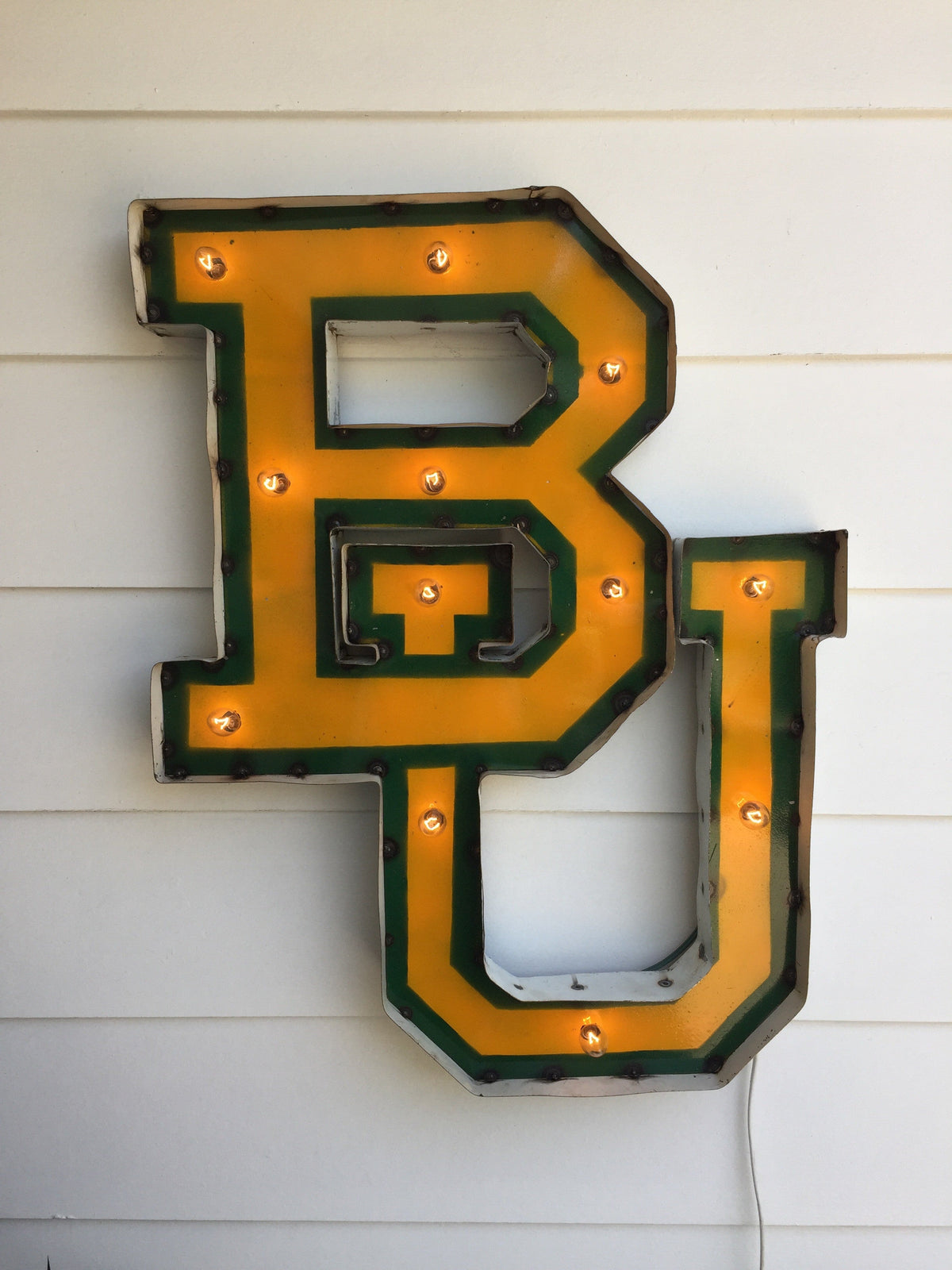 Baylor BU Lighted Recycled Metal Wall Decor