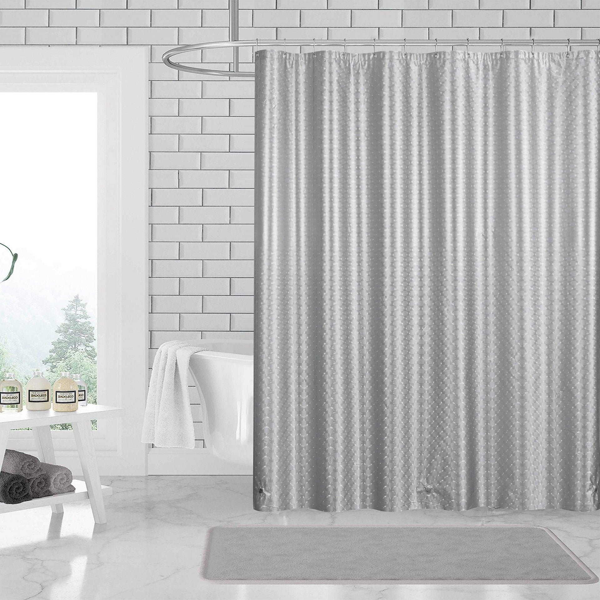 3D PEVA Sqaure Grommet Shower Liner With Magnetic Weighted Bottom, 70x72 Inches