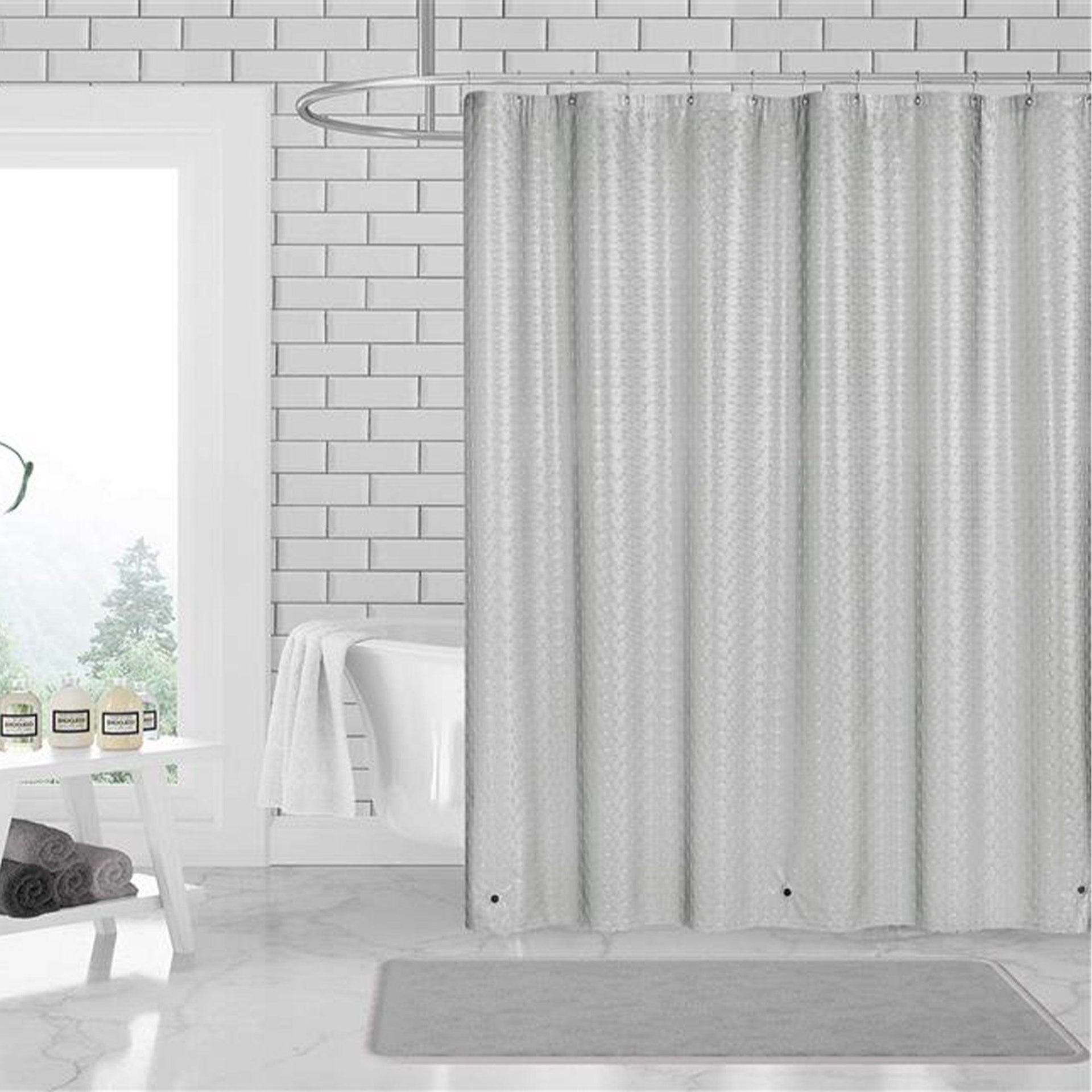 3D PEVA Sqaure Grommet Shower Liner With Magnetic Weighted Bottom, 70x72 Inches