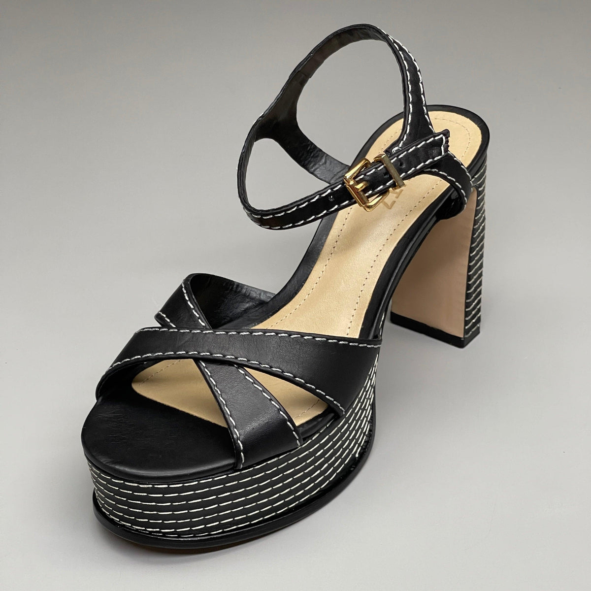SCHUTZ Keefa Casual Women's Leather Sandal Black Platform 4