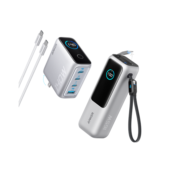 Anker Laptop Power Bank (25K, 165W, Built-In and Retractable Cables)