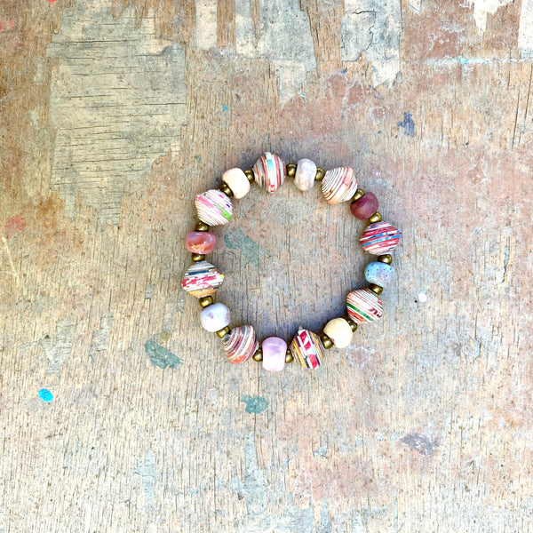 Haitian Signature Bracelet- Pastels with Cereal Box Beads