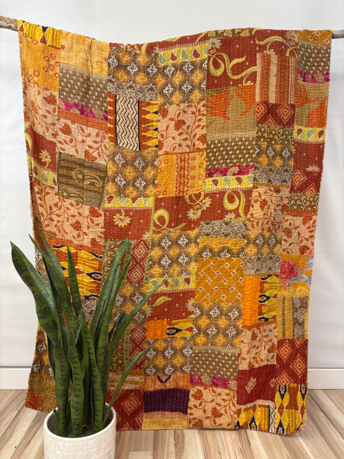 Patchwork Vintage Cotton Kantha Quilt - Twin