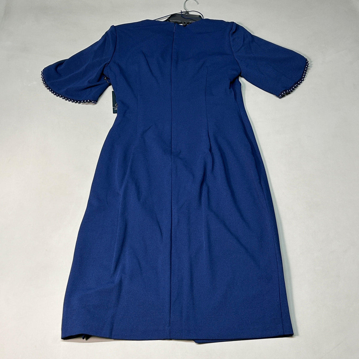 ADRIANNA PAPELL Knit Crepe Pearl Trim Navy Size 8 (New)