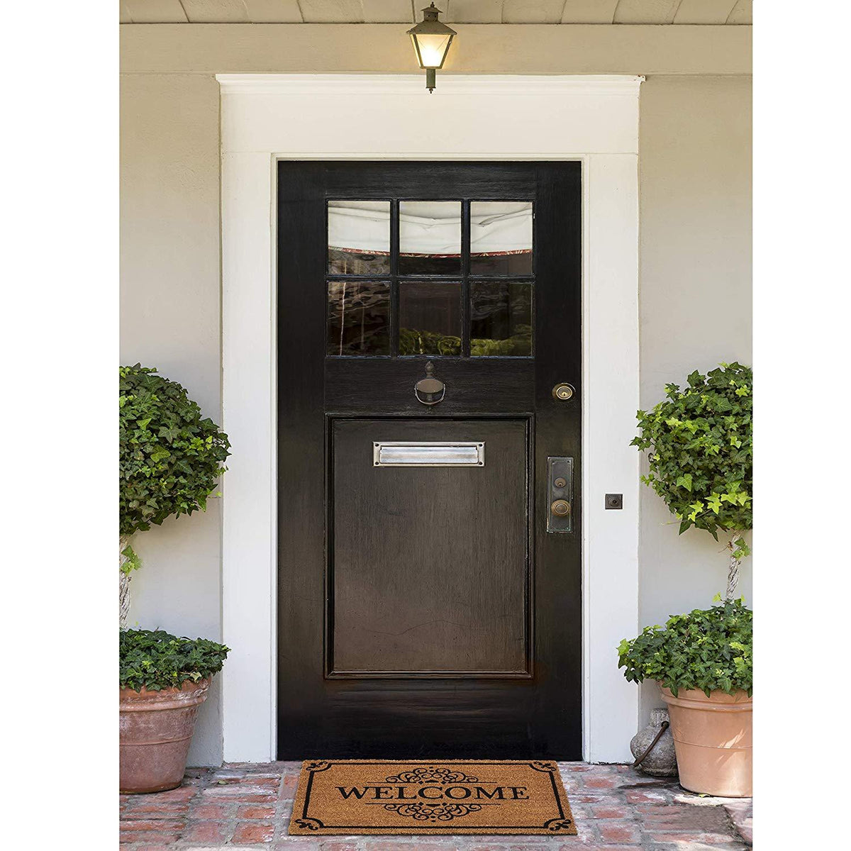 Achim Welcome Printed Coir Doormat, Brown-Black, 18x30 Inches