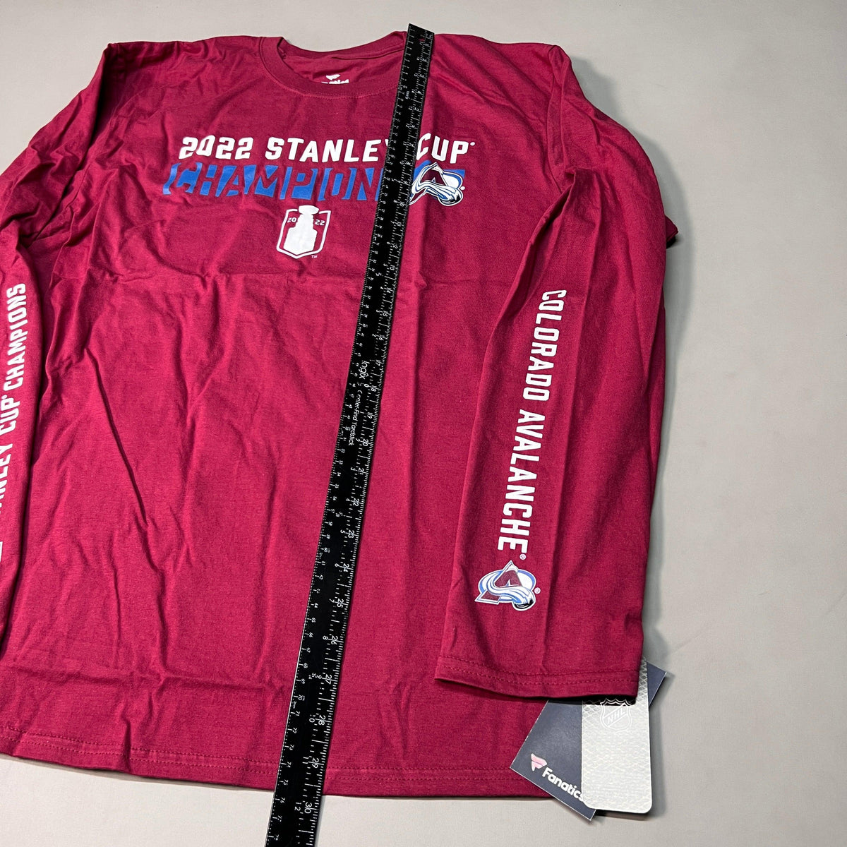 FANATICS 2022 Stanley Cup Champions Colorado Avalanche Long Sleeve T-shirt Sz L Burgundy 058N SC Champs (New)