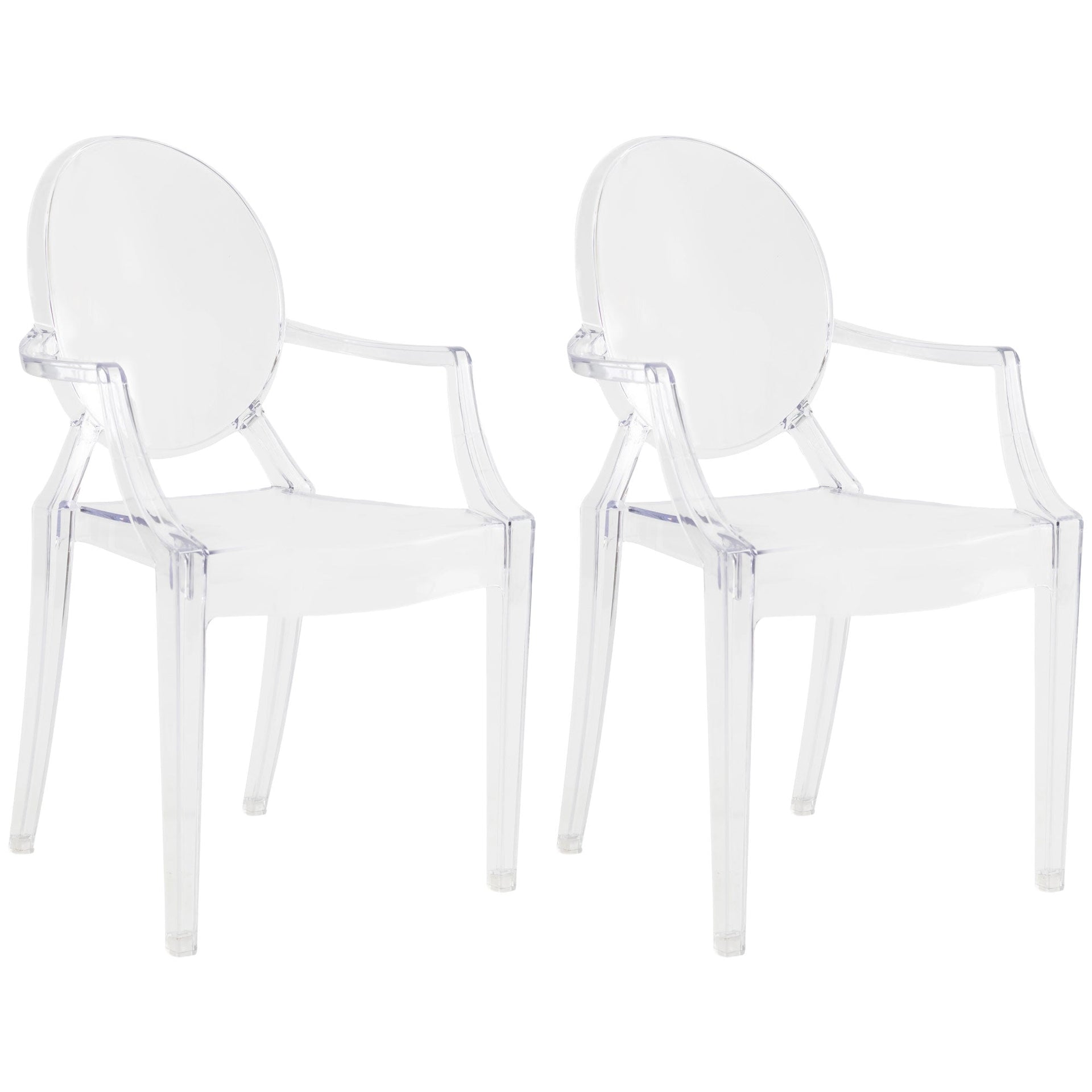 JOON 2 Pack Kids Ghost Chairs with Armrest, 25x13x14.5 Inches, Transparent