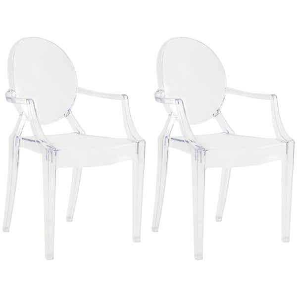 JOON 2 Pack Kids Ghost Chairs with Armrest, 25x13x14.5 Inches, Transparent