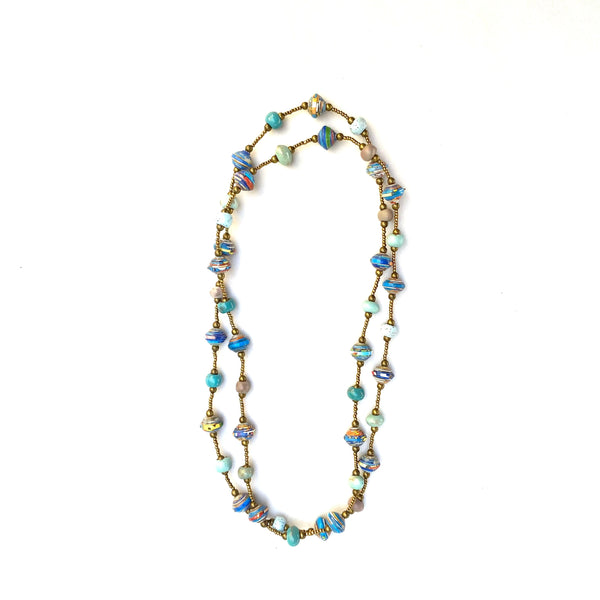 Haitian Signature Necklace- Pastels with Cereal Box Beads look