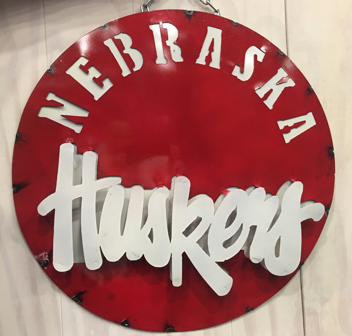 Nebraska Huskers 3D Round Recycled Metal Sign