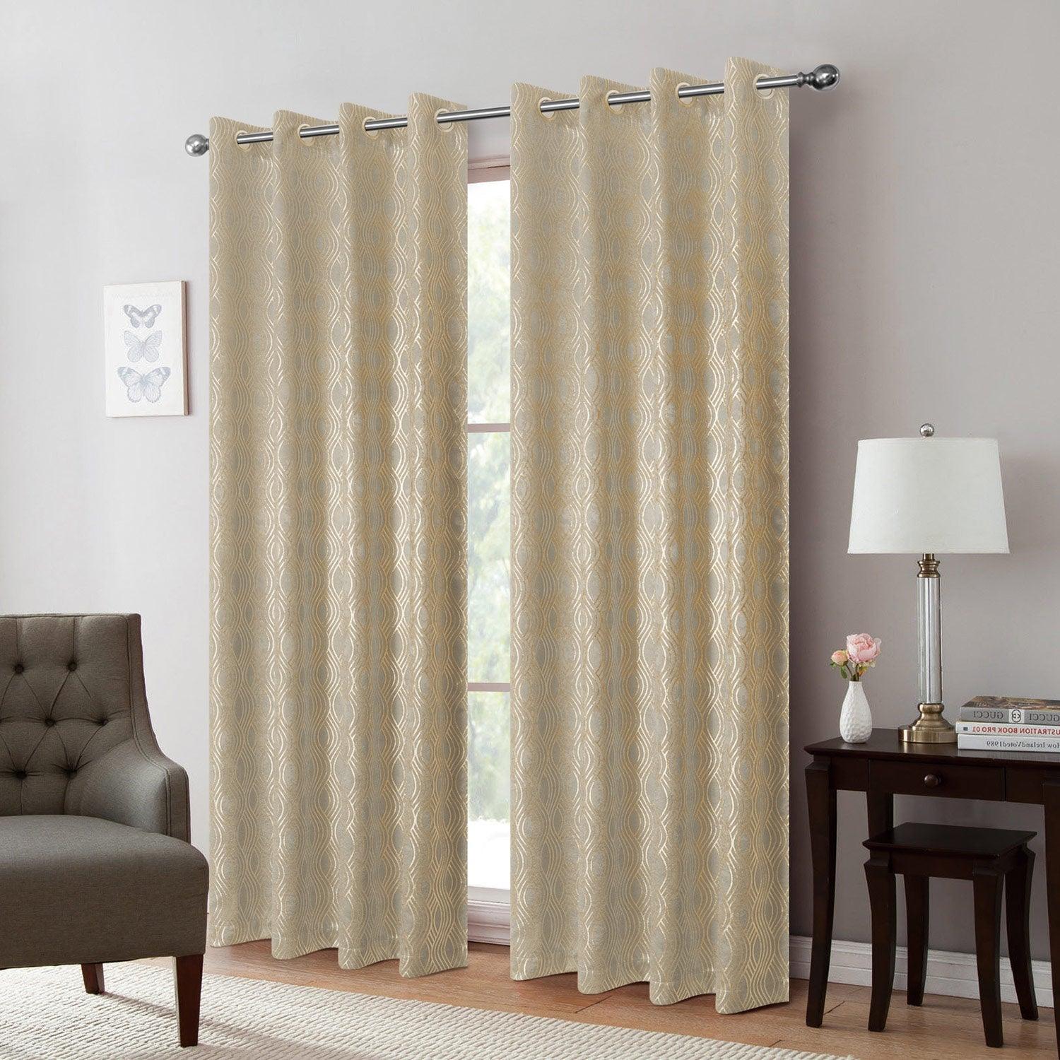 Delancy Foil Print Room Darkening Grommet Window Panel, 54x84 Inches