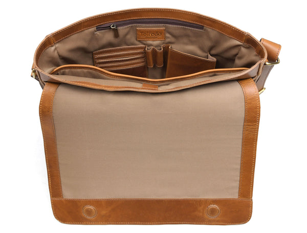 Spruce Leather Messenger Bag - Tawny Brown - Gifts for You 'n Me