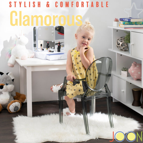 JOON 2 Pack Kids Ghost Chairs with Armrest, 25x13x14.5 Inches, Transparent