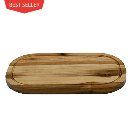 Zavis Green Acacia Wood Serving Rounded Cutting Board With Juice Groove 14